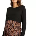 C&A Damen Sweatshirt Umstandsmode Animalprint A-Linie schwarz