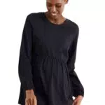 C&A Damen Unifarben T-Shirt Umstandsmode Rundhalsausschnitt Langärmelig dunkelblau
