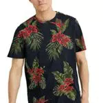 C&A Herren T-Shirt Kurzärmelig Rundhalsausschnitt Baumwolle Bedruckt dunkelblau X