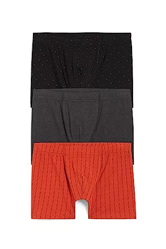 C&A Herren Trunk Unterwäsche 3er Pack|Multipack Baumwolle|Stretch Bedruckt dunkelorange