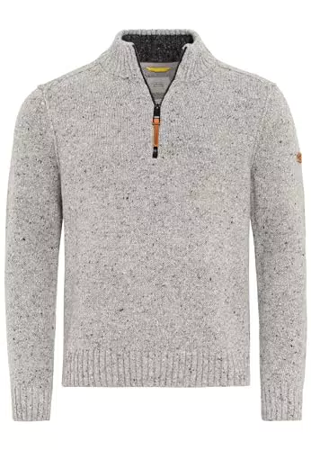 camel active Herren Stricktroyer Pullover, Cold Grey Melange