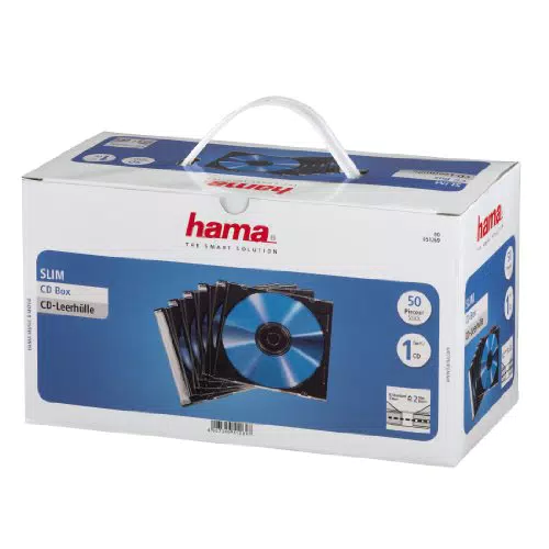CD-Leerhülle SlimLine, Transparent-Schwarz, 50er-Pack