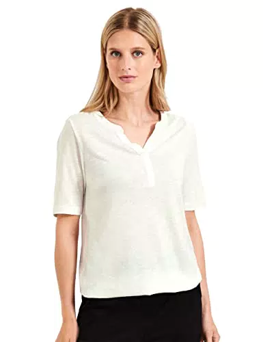 CECIL Damen B319559 Kurzarmshirt, Vanilla White, Large