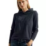 CECIL Damen B320553 Langarmshirt Hoodie, Night Sky Blue