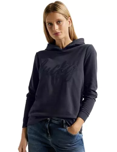 CECIL Damen B320553 Langarmshirt Hoodie, Night Sky Blue