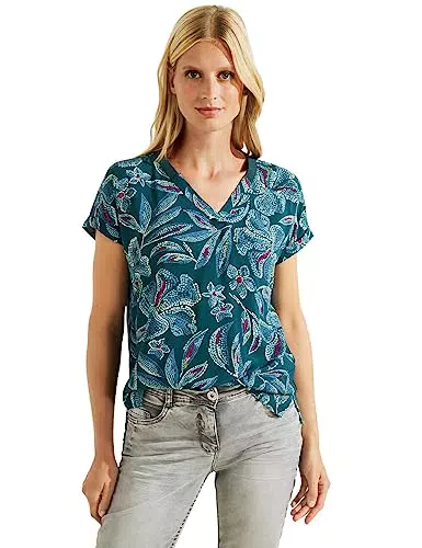 Cecil Damen B344158 Blusenshirt Floral Bedruckt, deep Lake Green