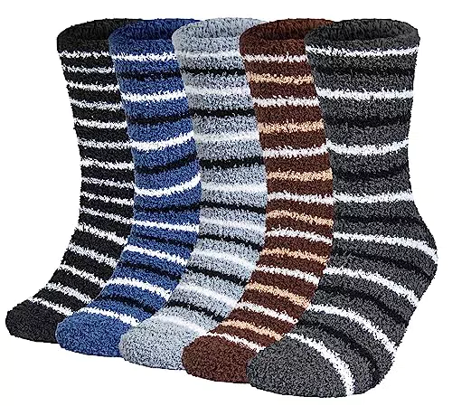 Chalier Cozy 5 Paar Dicke Kuschelsocken Weiche Komfortable Winter Herren Socken Warm Home Flauschige Bett Socken Geschenke für Männer Frauen