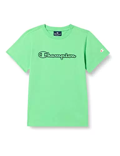 Champion Jungen Legacy Neon Spray-S/S Logo T-Shirt, Grasgrün