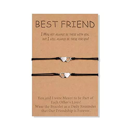 CheersLife 2 Bester Freund Armbänder Satz Freundschaft Wunsch Armband Passende Distanz Herz Armband Geschenke für Frauen Mädchen Teen Männer Schwestern