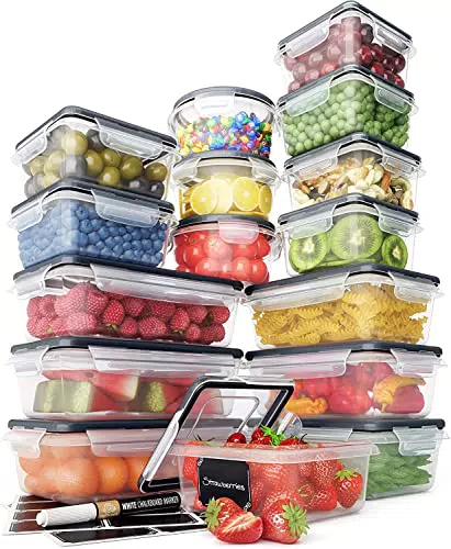 Chef's Path Aufbewahrungsboxen Set - Aufbewahrungsboxen aus Kunststoff mit praktischem Deckel - wasserdichte Kunststoffboxen - BPA-frei - Etiketten und 1 Kreidemarker