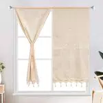 choicehot Beige Baumwolle Leinen Stickerei Küche Vorhang