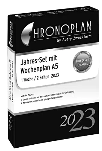 Chronoplan 50293 Kalendereinlage 2023, Jahres-Set A5 mit Wochenplan