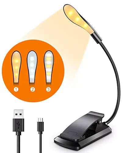 CIRYCASE Leselampe Buch Klemme, 7 LEDs USB Wiederaufladbare Buchlampe