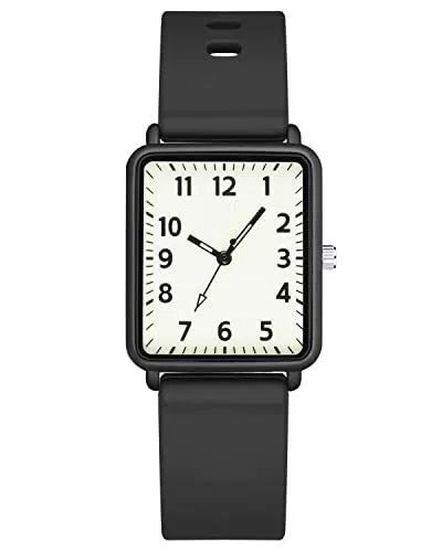 CIVO Kinderuhr Jungen Mädchen Analog Wasserdicht Kinder Armbanduhr Schwarz Rechteckig Leuchtende Quarz Uhr Geschenke 5-12 Jahre
