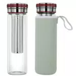 Cleesmil 500ml Teeflasche mit Sieb to go, Trinkflasche Glas mit Siebeinsatz