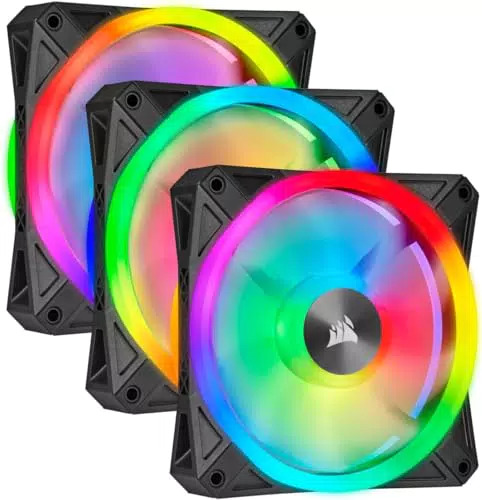 Corsair iCUE QL120 RGB, 120-mm-LED-PWM-Lüfter 3er-Pack mit Lighting Node Core - schwarz