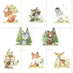 CreativeRobin 8er Poster-Set Waldtiere Kinderzimmer I Babyzimmer Deko I Reh