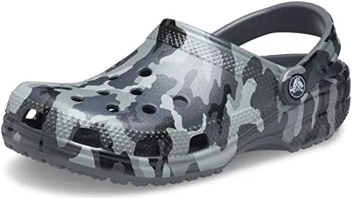 Crocs unisex-adult Classic Printed Camo Clog Clog, Slate Grey Camo