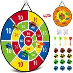 Dartscheibe für Kinder - 26 inches, Montessori Spielzeug Dinosaurier Thema Dart Board mit 12 Bällen Brettspiele Toy