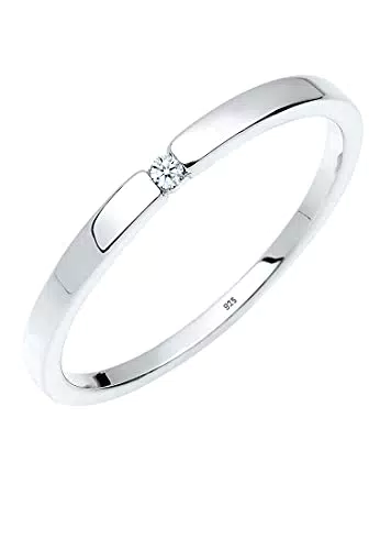 DIAMORE Ring Damen Verlobungsring Klassiker mit Diamant in 925 Sterling Silber