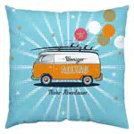 Die Geschenkewelt Happy Life 46425 XL-Kissen Bus, Weniger Alltag mehr Abenteuer