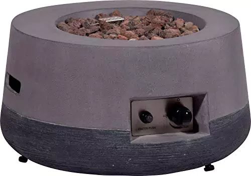 dobar 35442e Lava-Ofen Calido - Gaskamin Outdoor aus Magnesia - Gasfeuerstelle mit Lavasteinen - Gartenkamin inkl. Deckel & Schutzhülle - Gasofen für Garten/Terrasse/Balkon - 48 x 48 x 66 cm