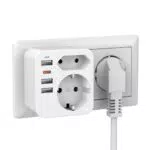 Doppelstecker für Steckdose, Mehrfachsteckdose mit 1 Typ-C und 3 USB