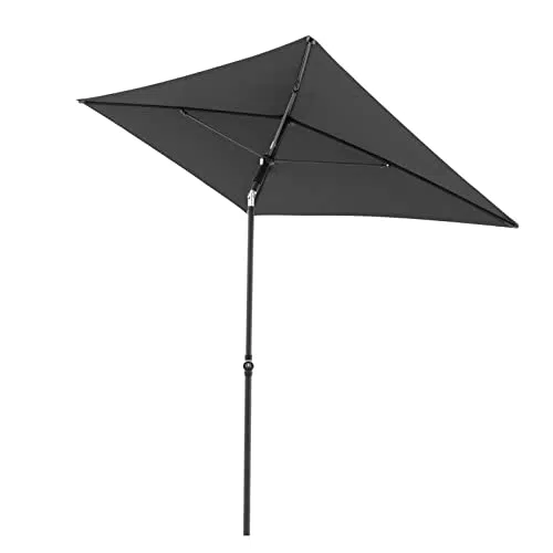 Doppler Sonnenschirm Rethink 180x120cm in Dunkelgrau - Rechteckiger für Balkon & Terrasse - Nachhaltiger Schirm - Balkonsonnenschirm mit Handöffner - Mit Hülle - Kippbarer Gartenschirm