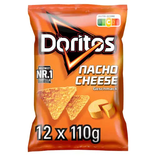 Doritos Nacho Cheese -Tortilla Nachos mit Käse Geschmack - Herzhafter Snack zum Knabbern aus Mais