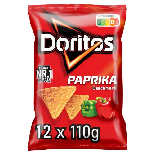 Doritos Paprika -Tortilla Nachos mit Paprika Geschmack - Herzhafter Snack zum Knabbern aus Mais