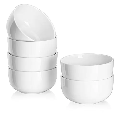DOWAN Dessertschalen 6er Set, 300ml Weiß Müslischalen Keramik