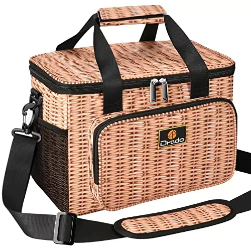 drado Kühltasche Picknicktasche Mittagessen Tasche Lunchtasche mit Verstellbarem Schultergurt15L Langzeitwärmeerhaltung Faltbar/große Kapazität für Campen