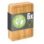DuneDesign 6er Set: Schicke Stullenbretter - 22x15 Frühstücksbrettchen - Schneidebrett Holz - Brotzeitbretter - Schneidbrett Bambus Klein Holzbretter Küche