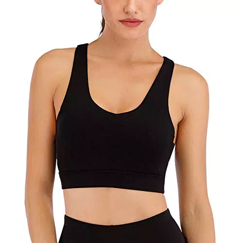 Durio Sport BH Damen Starker Halt Bralette mit Polster Sportbekleidung Ohne Bügel Sports Bras Push up Joggen Yoga Fitness Yoga Bra Schwarz US: