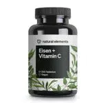 Eisen mit 40mg natürlichem Vitamin C 240 vegane Eisentabletten aus Acerola gut verträglicher Chelat-Komplex hochdosiert
