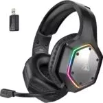 EKSA Wireless Gaming Headset für PS4 PS5 PC, 7.1 Surround Sound Headset mit Mikrofon ENC & RGB Licht