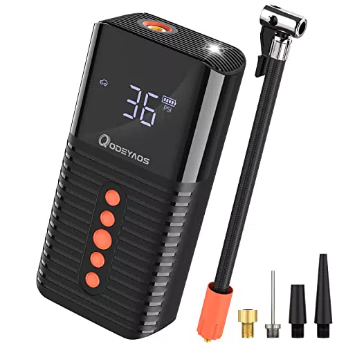 Elektrische Luftpumpe Kabellose 150PSI, Luftkompressor Reifenfüller Tragbarer mit LED- Notlicht Streifen als Taschenlampe und Powerbank - Fahrrad Motorrad Auto