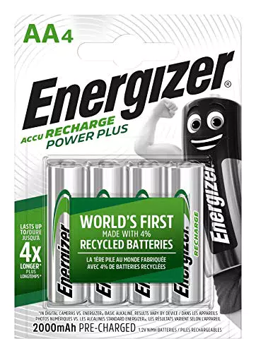 Energizer Batterien AA, wiederaufladbar, 4 Stück, Recharge Power Plus