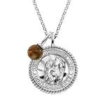 Engelsrufer Damen Halskette aus Sterling Silber und Sternzeichen Jungfrau Anhänger - besetzt mit 4 Zirkonia Steinen und einem braunen Tigerauge Stein Anhänger - Länge: 50cm