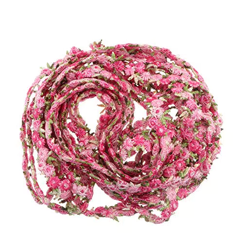 EXCEART Blumen Spitzenborte Spitzenband Spitzenbordüre Blumenband Dekoband Geschenkband für Nähen Applikation Kleidung Handwerk Scrapbooking Hochzeit Haarschmuck Deko Licht Rot