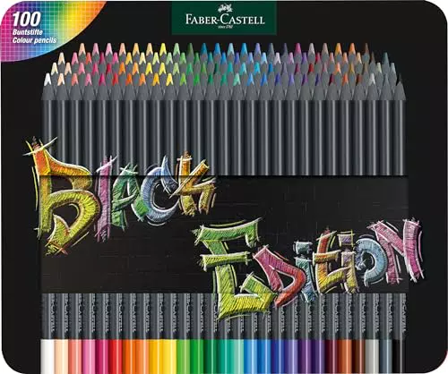 Faber-Castell 116490 - Buntstifte Black Edition, 100er Metalletui