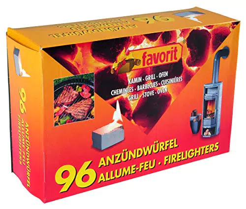 Favorit Anzündwürfel weiß, 96 Stück Anzünder für Kamin