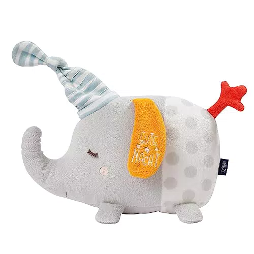 Fehn Nachtlicht Elefant - Kuscheltier mit "Glow-in-the-dark" Bestickung - Multifunktionale Baby Einschlafhilfe als Nachttischlampe