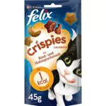 FELIX Crispies Katzensnack, Knusper-Leckerlie mit Rind- und Huhngeschmack 8er Pack