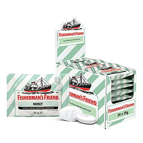 Fisherman's Friend Mint, Karton mit 24 Beuteln, Minze und Menthol Geschmack