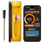 Fleischthermometer Kabellos Smart-Grillthermometer Bluetooth Verbindung 120m APP-Steuerung Kerntemperaturmesser Bratenthermometer für Backofen
