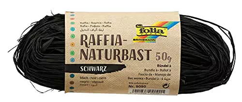 folia 9090 - Raffia Naturbast schwarz, 1 Bündel mit 50 g