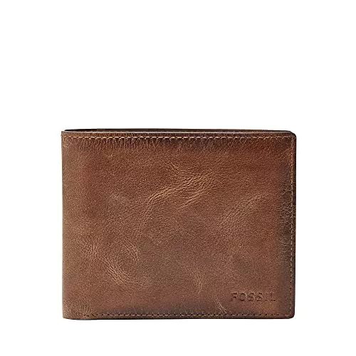 Fossil Brieftasche für Männer Derrick, Leder Bifold braun 11