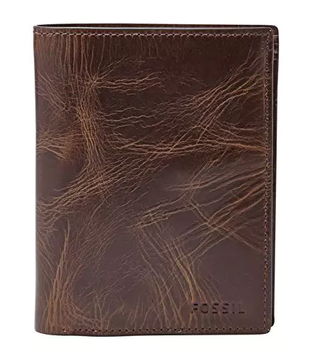 Fossil Geldbörse für Herren Derrick, 100% Leder Bifold Dunkelbraun 10 cm L x 2.5 cm B x 13 cm H ML3686201