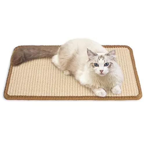 FUKUMARU Kratzmatte Katze, natürliche Katzenkratzbretter Sisal Kratzteppich 50x30 cm